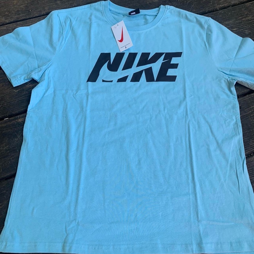 Nike Men's Sky Blue Tee with Black Logo